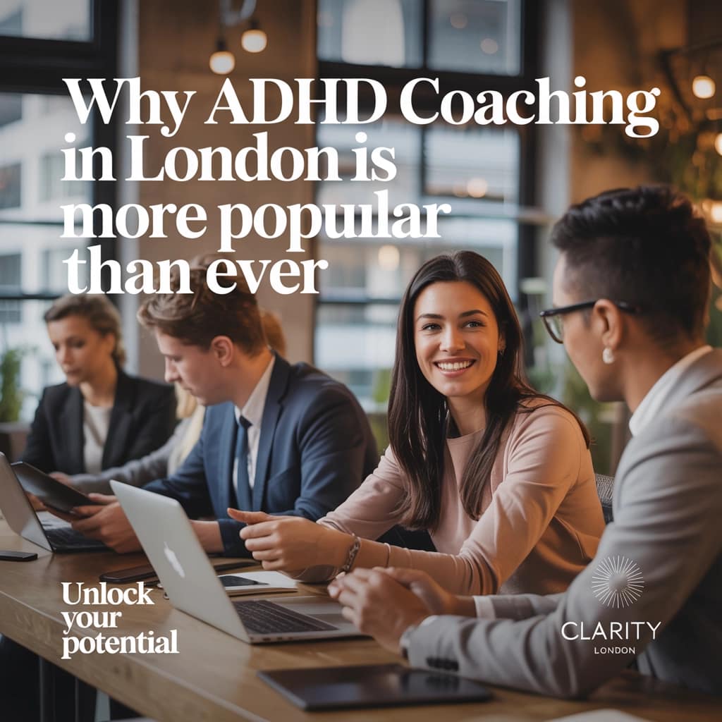 a group of people sitting at a table with laptops adhd coaching london