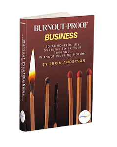 Burnout-Proof Business book cover with lit matches - ADHD business systems