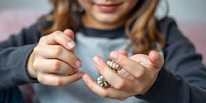 Person engaging in calming stimming activity with textured objects.